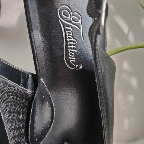 Slingback vintage Traditions low heel black shoes women - Picture 4 of 7